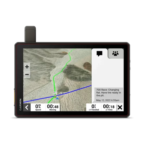 Garmin Tread XL Baja Chase with message and course page