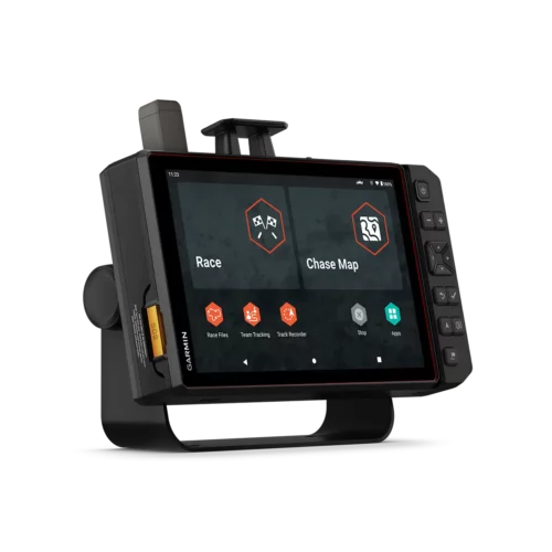 Garmin Tread XL Baja Race right angled view with menu page