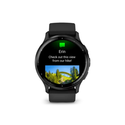 Garmin Venu 3 in black text screen