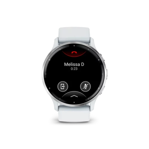 Garmin Venu 3 in white incoming call screen