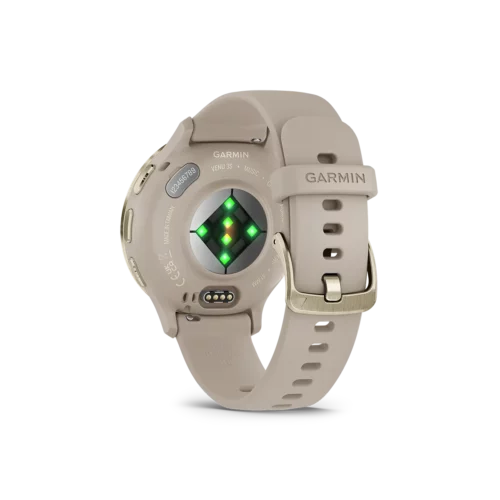 Garmin venu 3s in soft gold and french grey back view