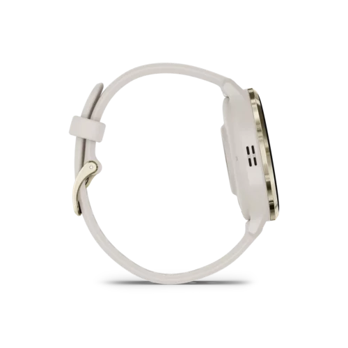 Garmin venu 3s in soft gold and ivory side view