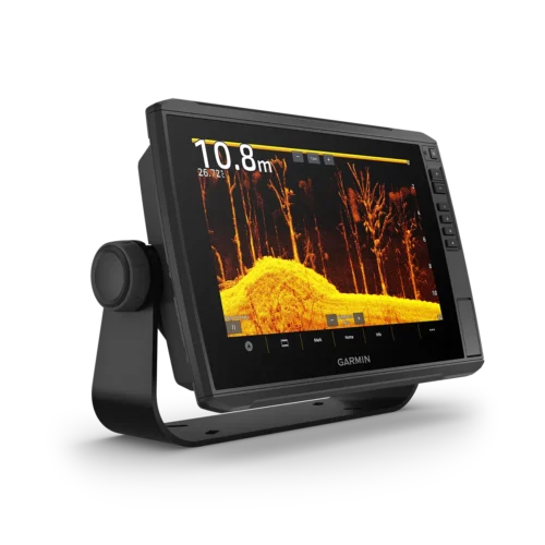 Garmin ECHOMAP Ultra 2 106sv 10” screen showing orange trees sonar