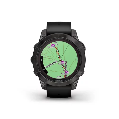 Garmin fenix 7 Pro Sapphire Solar in Carbon Gray DLC Titanium with Black Band map