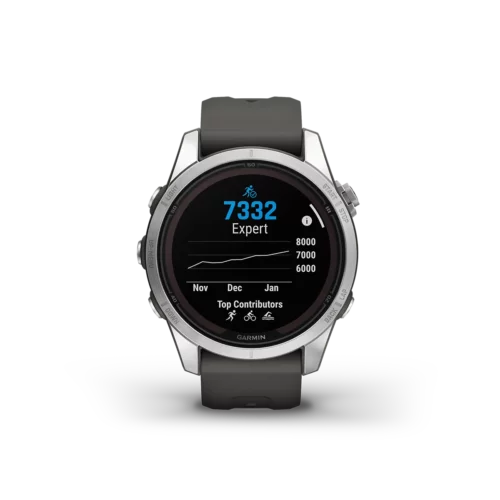 fenix 7S Pro Solar Edition in Silver with Graphite Band climbpro