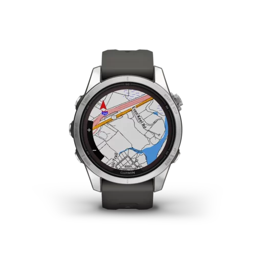 fenix 7S Pro Solar Edition in Silver with Graphite Band map view