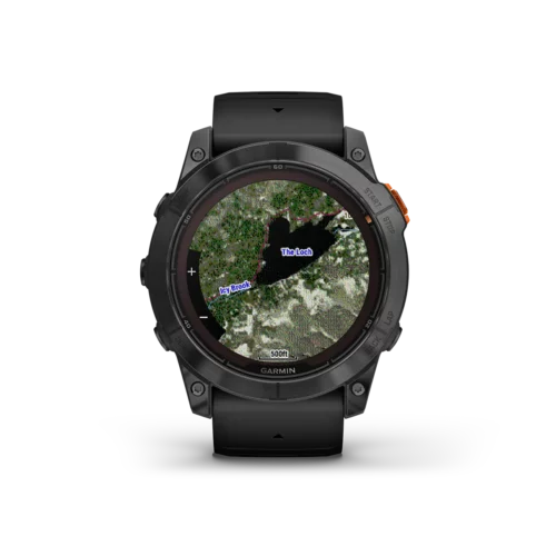 fenix 7X Pro Solar in Titanium with Slate Gray with Black Band satellite imagery