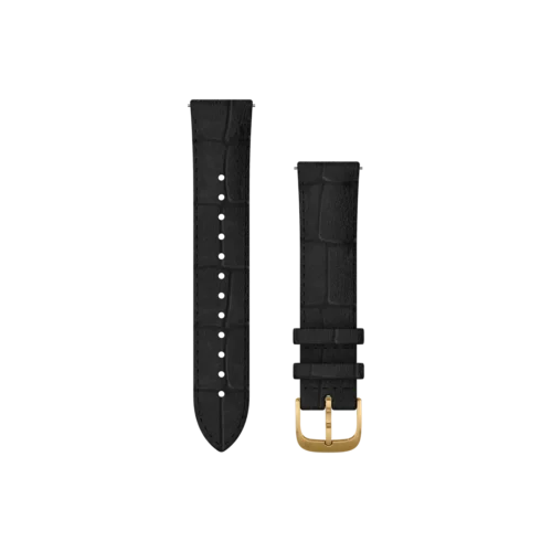 Garmin Quick Release Bands (20 mm), Black Embossed Italian Leather with 24K Gold PVD Hardware