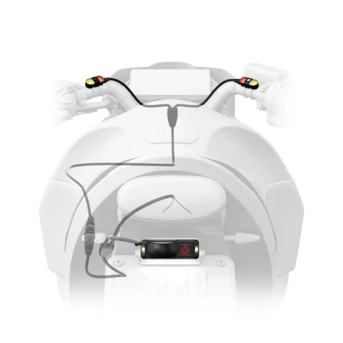 Garmin zumo R1 radar on motorcycle closeup