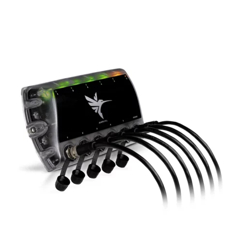 Humminbird AS ETH 5PGL - 5 Port Ethernet Switch with cables and green and orange lights