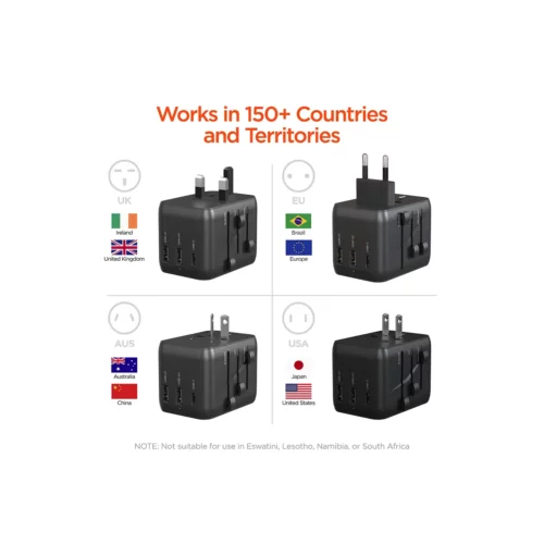 Hypergear WorldCharge Universal Travel Adapter countries