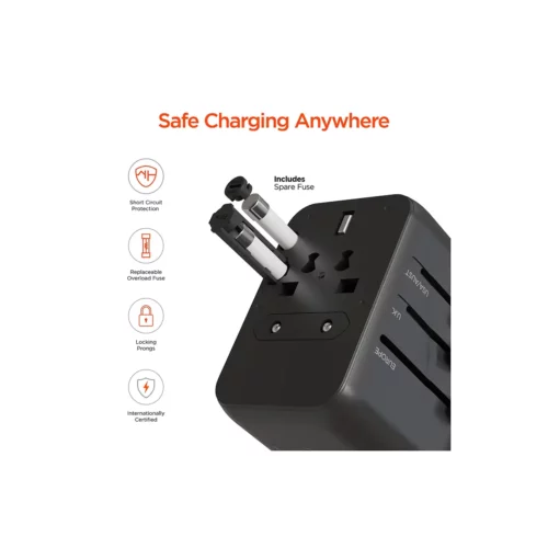 Hypergear WorldCharge Universal Travel Adapter safe charging