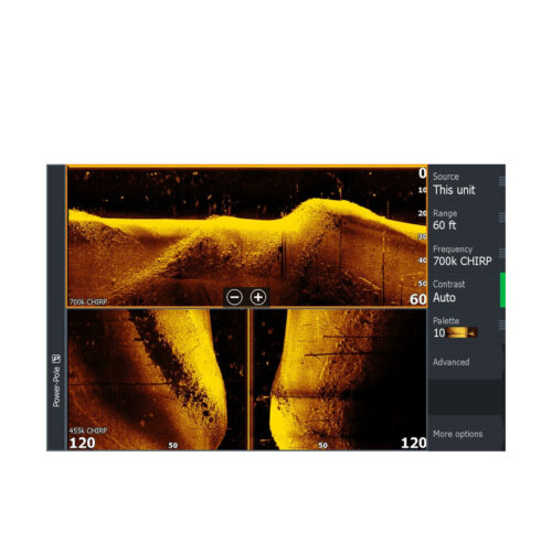 Lowrance ActiveImaging HD screen showing sonar with Lowrance CHIRP