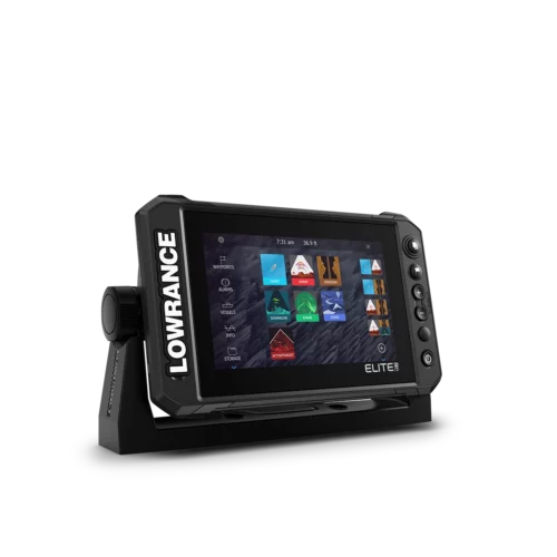 Lowrance Elite FS 7 angled right with menu options