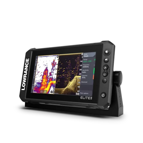 Lowrance ELITE FS 9 left view with split screen