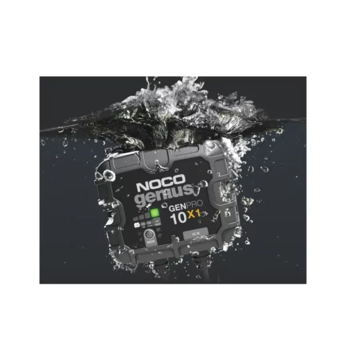 NOCO Genious GENPRO10x1 waterproof onboard battery charger tested in water with a rating of IP68