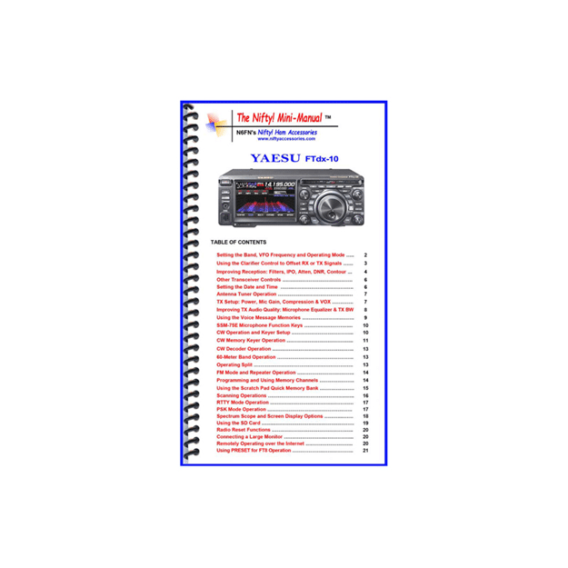 Nifty Yaesu FTDX10 Mini Manual