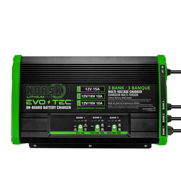 Norsk EVO-TEC 12V+12V/16V+12V/16V - 3 Bank Selectable On-Board Charger