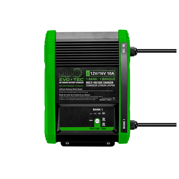 Norsk EVO-TEC 12V/16V 10A - 1 Bank Selectable On-Board Charger