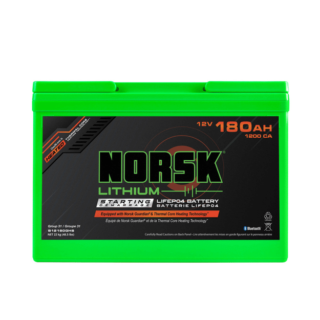 Norsk 12V 180AH HEATED Lithium Marine Cranking Battery