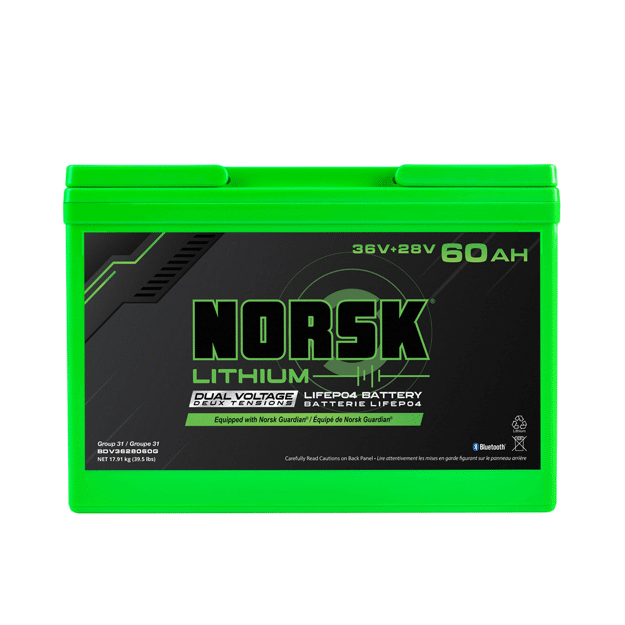 Norsk 36V + 28V 60AH Dual Voltage LiFePO4 Lithium Battery