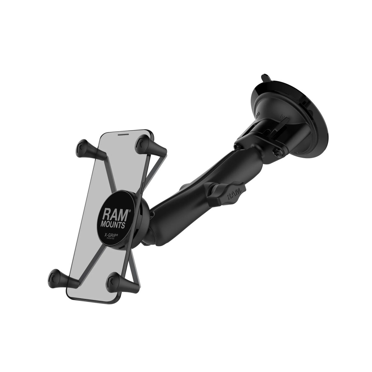 RAM-B-166-C-UN10U: RAM X-Grip Large Phone Mount with Suction Cup and Long Arm with phantom phone