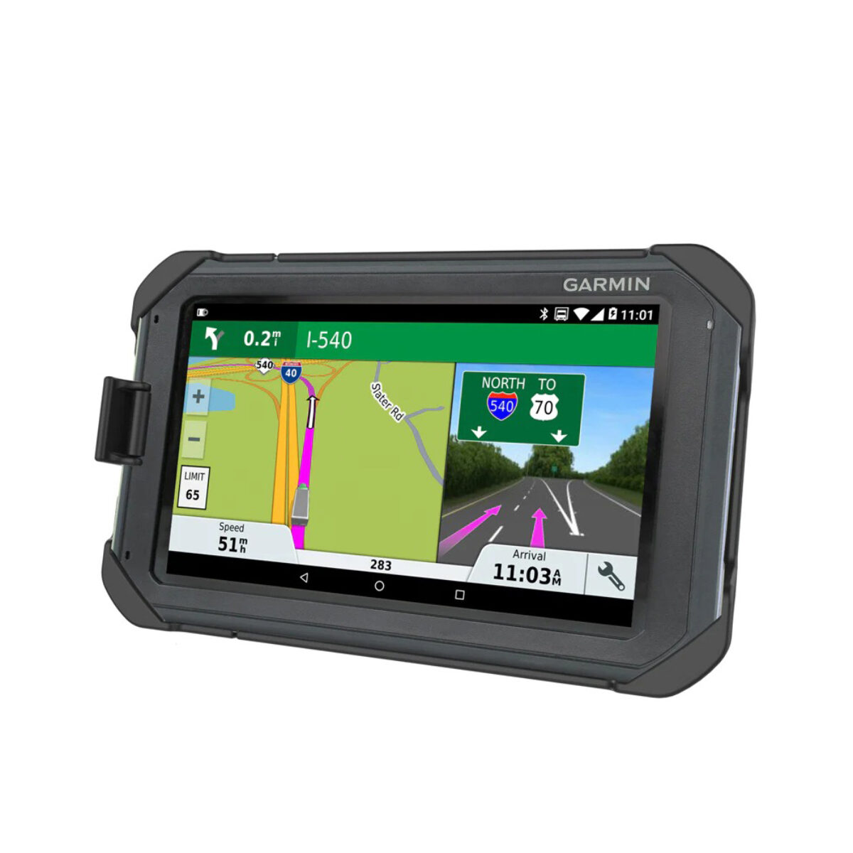 RAM-HOL-GA75LU: RAM EZ-Roll'r Locking Cradle for Garmin Fleet 770, Overlander + More with device