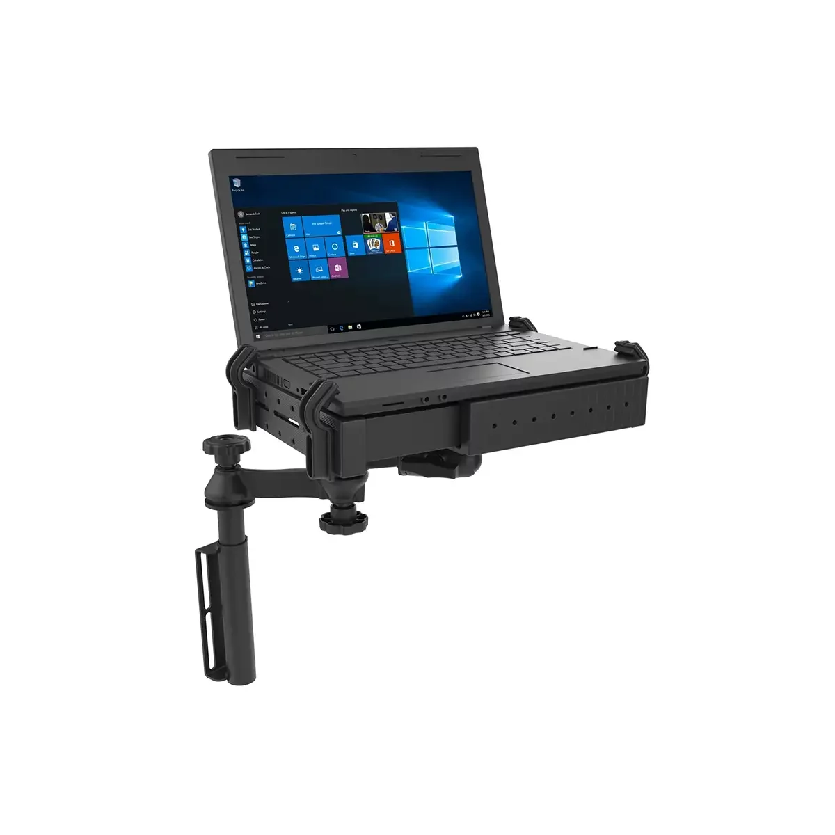 RAM-VB-181-SW1: RAM Vertical Drill-Down Laptop Mount with laptop in mount