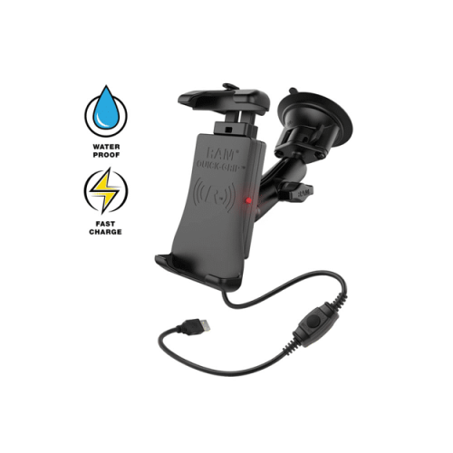 RAM-B-166-UN14W-1: RAM Quick-Grip 15W Waterproof Wireless Charging Suction Cup Mount