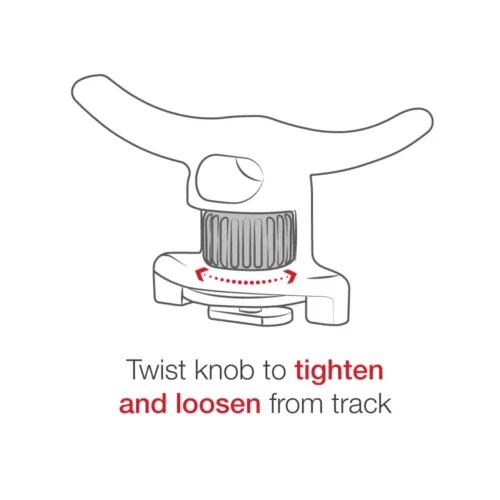 RAP-432U: RAM Tough-Cleat Anchor Tie-Off with Track Adapter twist knob instructions graphic
