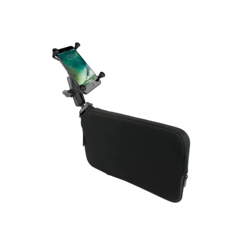 RAP-B-407-UN10U: RAM X-Grip Large Phone Mount with RAM Tough-Wedge Base with smartphone in x-grip