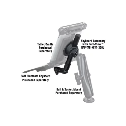 RAP-TAB-KB1-300U: RAM Keyboard Accessory for Tablets with RAM Roto-View being shown in use