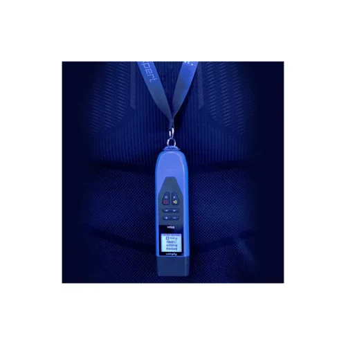 RigExpert STICK 230 Antenna and Cable Analyzer hanging on neck