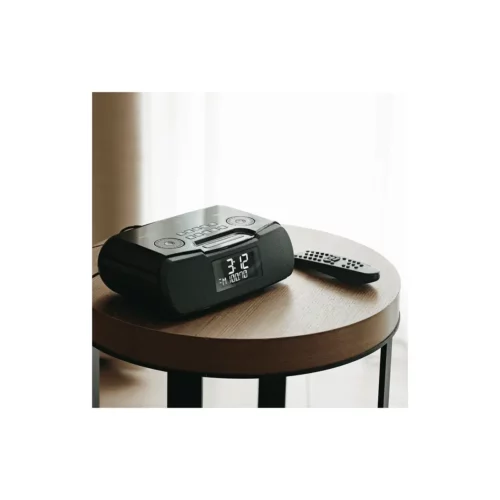 Sangean RCR-20 AM / FM-RDS / Bluetooth / AUX-In Digital Tuning Radio in black on desk with remote