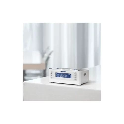 Sangean RCR-22 AM / FM-RBDS / AUX Digital Tuning Radio in white on table
