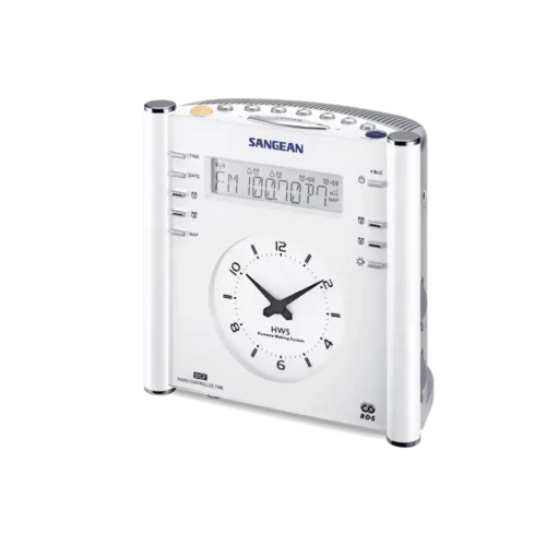 Sangean RCR-3 AM / FM-RBDS / AUX-In Tuning Radio angled left view with front and top showing