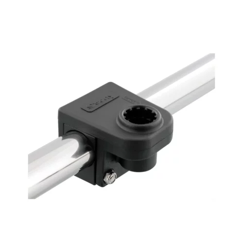 Scotty 245 1 1/4” Round Rail Mount on rail sideview