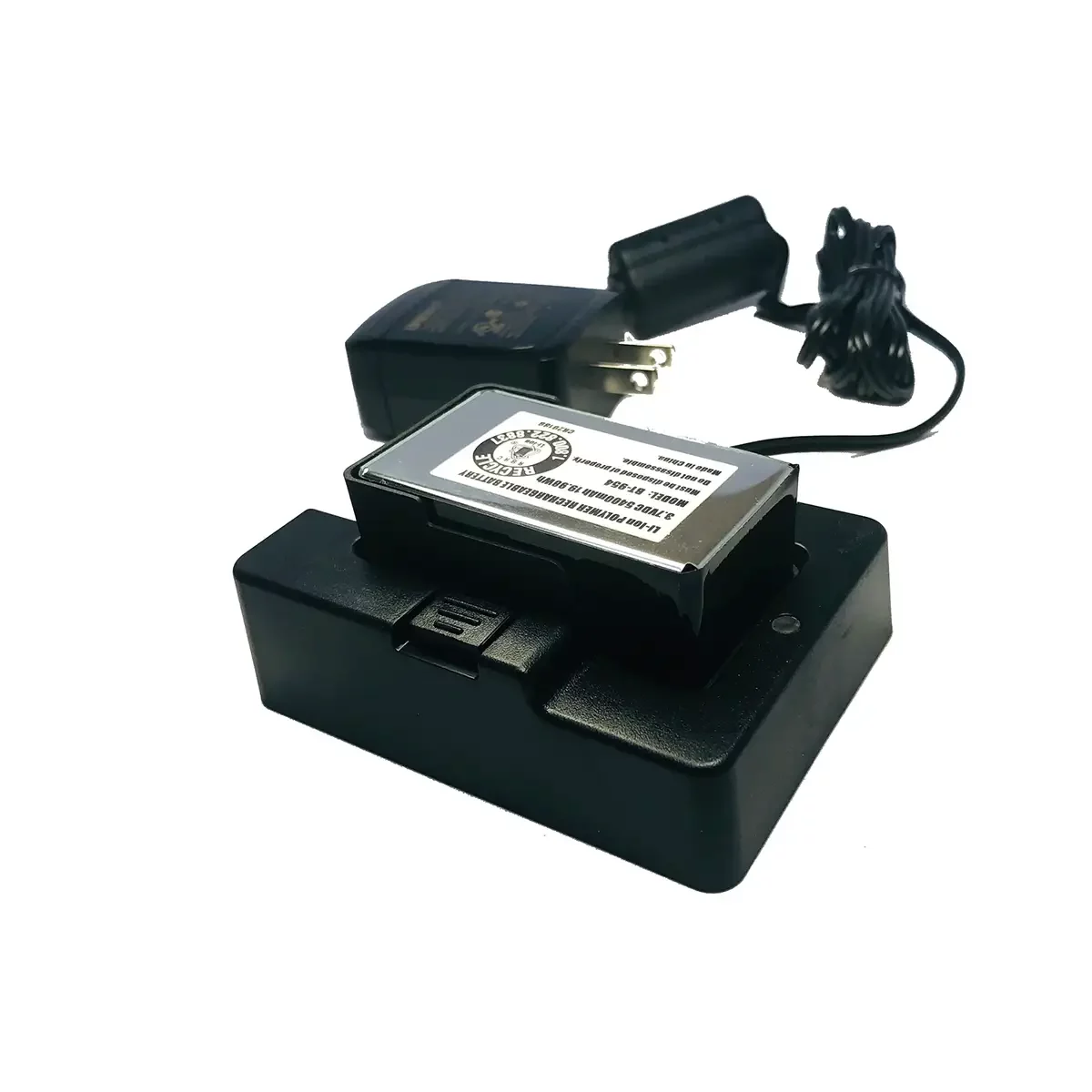 Uniden External Battery Charger for SDS100 with battery sitting in charger