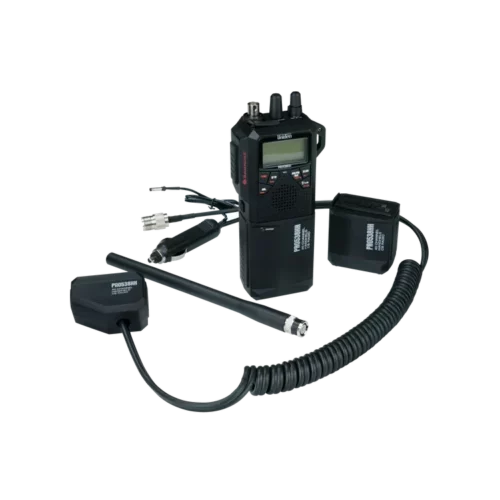 Uniden PRO538HHFM radio with accessories