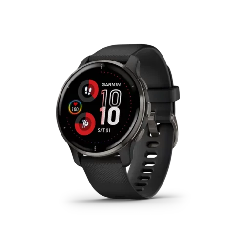 Garmin Venu 2 Plus in black homepage screen