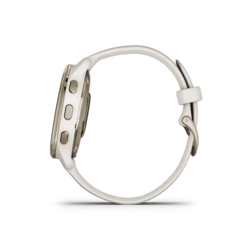 Garmin Venu 2 Plus in ivory left hand view with buttons