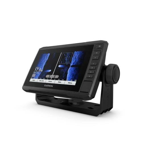Angled view of Garmin ECHOMAP 75sv with vivid color sonar views on 7” screen