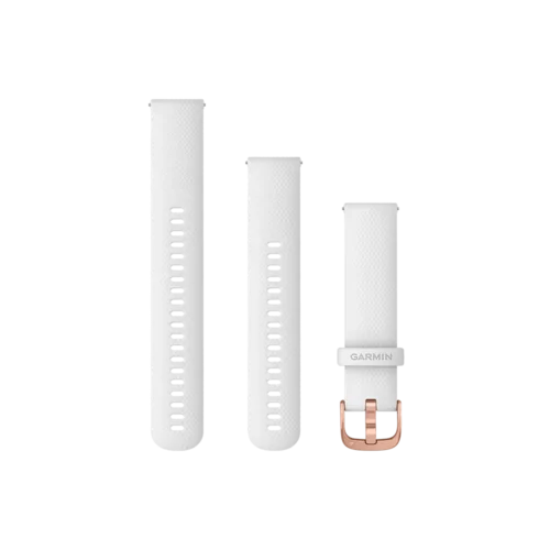 Garmin Quick Release Bands (20mm) - White Silicone with Rose Gold Hardware