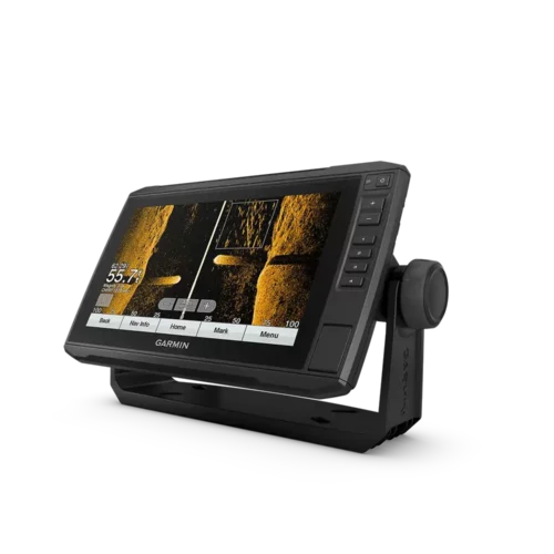 Garmin ECHOMAP Fish Finder UHD 95sv with GT56UHD-TM left angled view with side imaging sonar