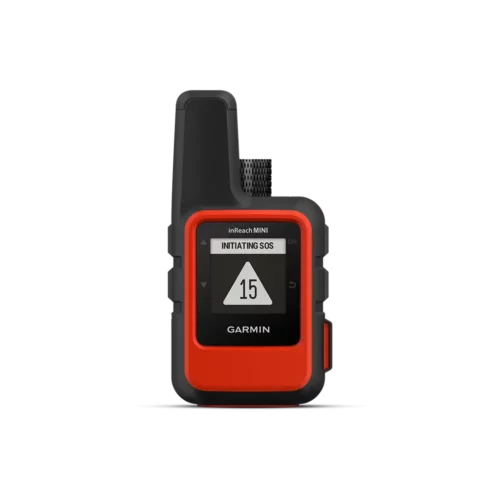 Garmin inReach Mini in Orange with initiating SOS screen