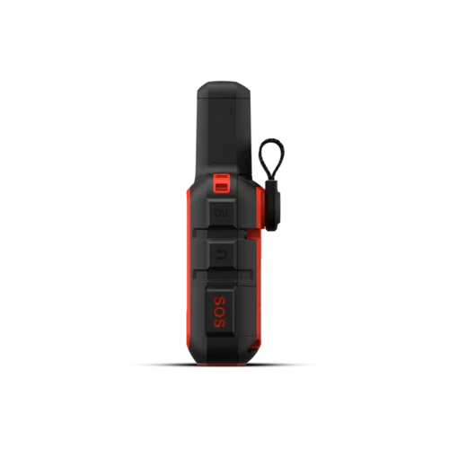 Garmin inReach Mini in Orange left side view with SOS button