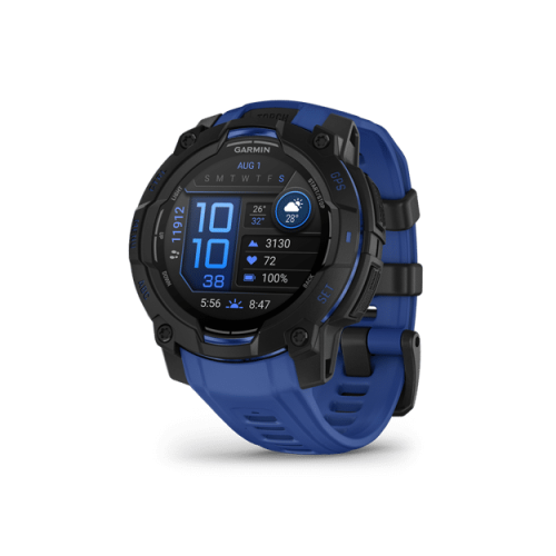 Garmin Instinct 3 AMOLED - 45 mm - Black with Bolt Blue/Black Band LIMITED EDITION