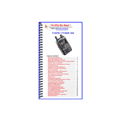 Nifty Mini-Manual for Yaesu FT5DR Transceiver