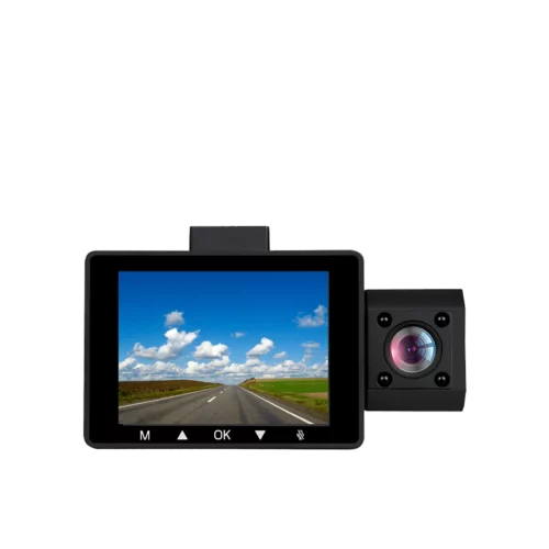 myGEKOgear Scout Pro 2K HD 3-Channel Wi-Fi GPS Dash Cam camera with display