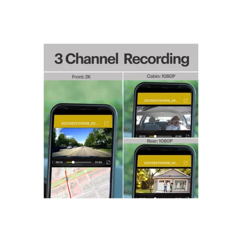 myGEKOgear Scout Pro 2K HD 3-Channel Wi-Fi GPS Dash Cam infographic